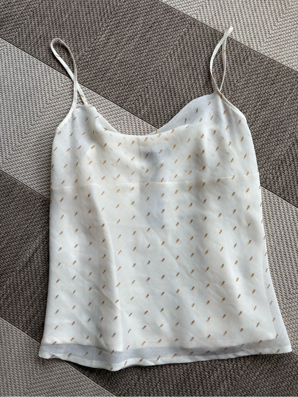 Express White Spaghetti Strap Cami with Gold Dot Accents